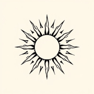 Continuous Line Sun Tattoo