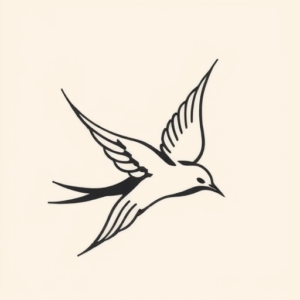 Continuous Line Swallow Tattoo