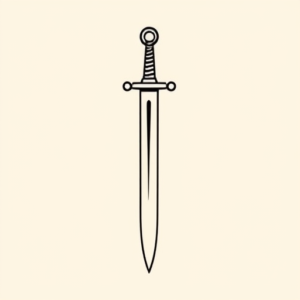 Continuous Line Sword Tattoo