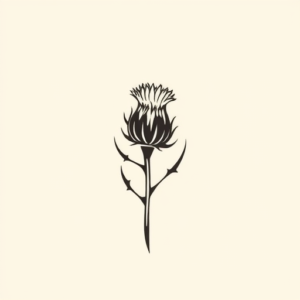 Continuous Line Thistle Tattoo