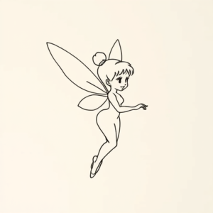 Continuous Line Tinkerbell Tattoo