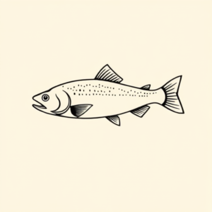 Continuous Line Trout Tattoo