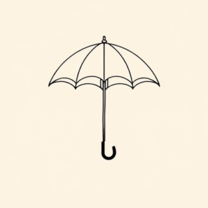Continuous Line Umbrella Tattoo