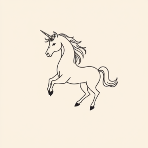 Continuous Line Unicorn Tattoo