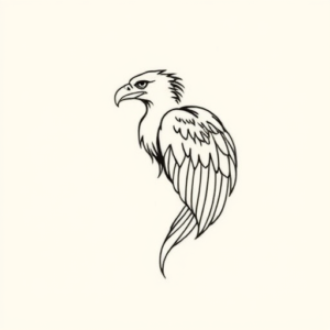 Continuous Line Vulture Tattoo