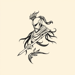 Continuous Line Warrior Tattoo