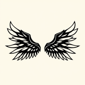 Continuous Line Wings Tattoo