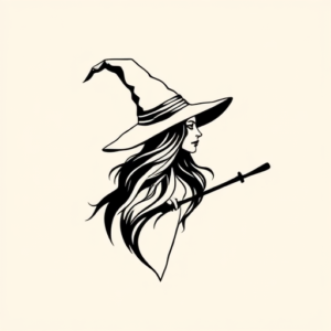 Continuous Line Witch Tattoo