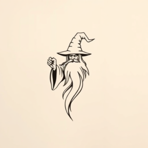 Continuous Line Wizard Tattoo