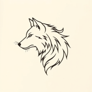 Continuous Line Wolf Tattoo