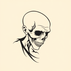 Continuous Line Zombie Tattoo