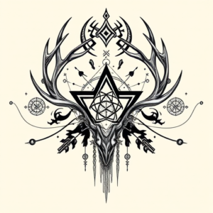 Cyber Sigilism Antler Tattoo