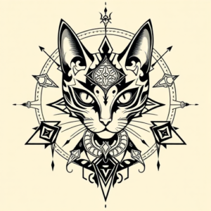 Cyber Sigilism Cat Tattoo