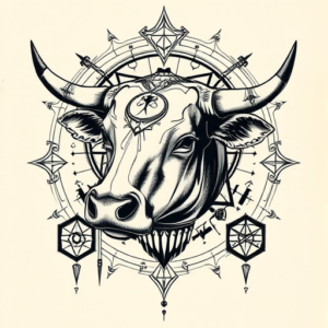 Cyber Sigilism Cow Tattoo