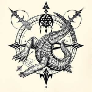 Cyber Sigilism Crocodile Tattoo