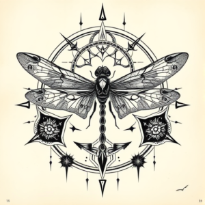 Cyber Sigilism Dragonfly Tattoo