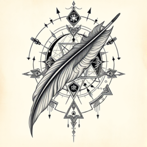 Cyber Sigilism Feather Tattoo