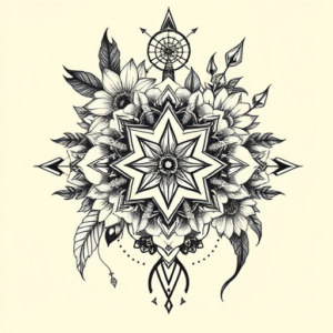 Cyber Sigilism Floral Tattoo