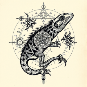 Cyber Sigilism Lizard Tattoo