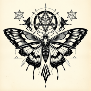 Cyber Sigilism Moth Tattoo