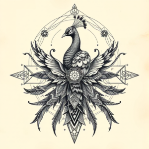 Cyber Sigilism Peacock Tattoo