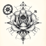 Cyber Sigilism Peony Tattoo