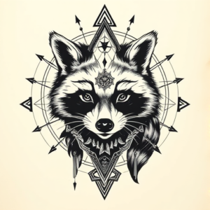 Cyber Sigilism Raccoon Tattoo