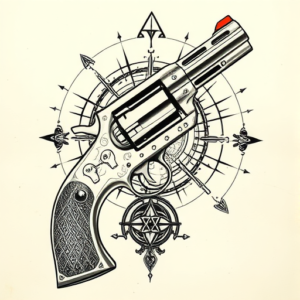 Cyber Sigilism Revolver Tattoo