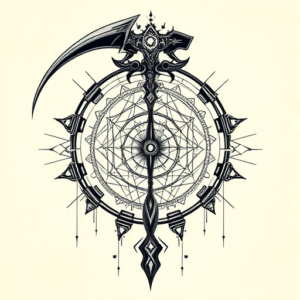 Cyber Sigilism Scythe Tattoo