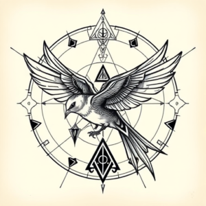 Cyber Sigilism Swallow Tattoo