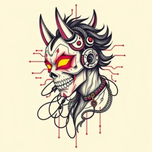 Cyberpunk Hannya Tattoo