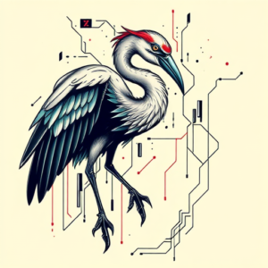 Cyberpunk Heron Tattoo
