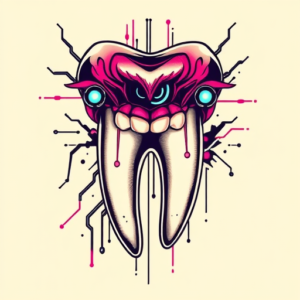 Cyberpunk Tooth Tattoo