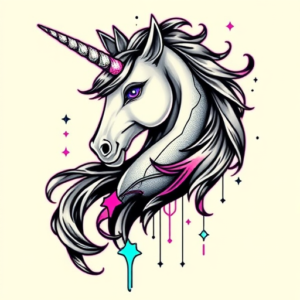Cyberpunk Unicorn Tattoo
