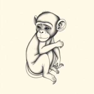 Dainty Monkey Tattoo