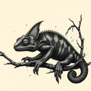 Dark Art Chameleon Tattoo
