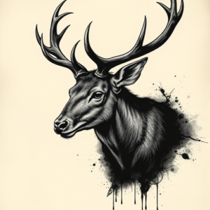 Dark Art Elk Tattoo