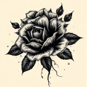 Dark Art Floral Tattoo