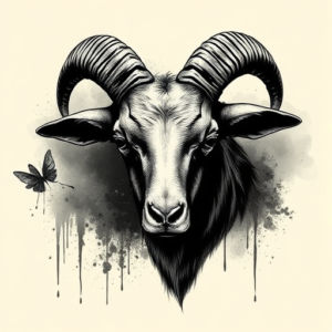 Dark Art Goat Tattoo