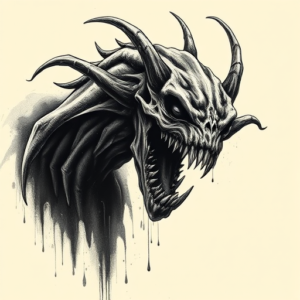 Dark Art Monstera Tattoo