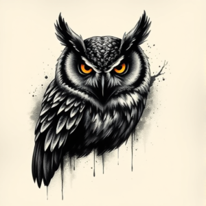 Dark Art Owl Tattoo