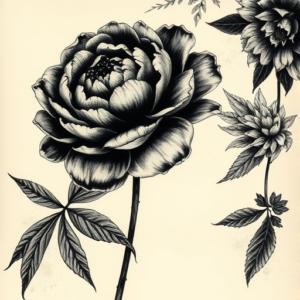 Dark Art Peony Tattoo