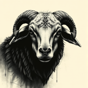Dark Art Sheep Tattoo