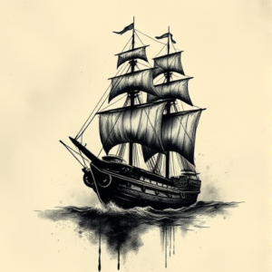 Dark Art Ship Tattoo
