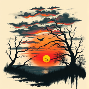Dark Art Sunset Tattoo