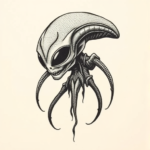 Dotwork Alien Tattoo