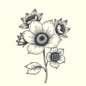 Dotwork Botanical Tattoo