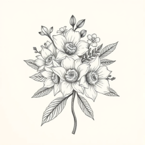 Dotwork Bouquet Tattoo