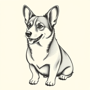 Dotwork Corgi Tattoo