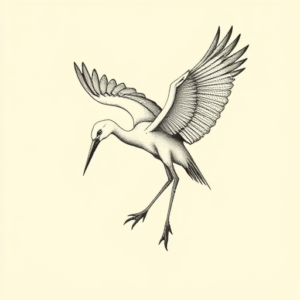 Dotwork Crane Tattoo